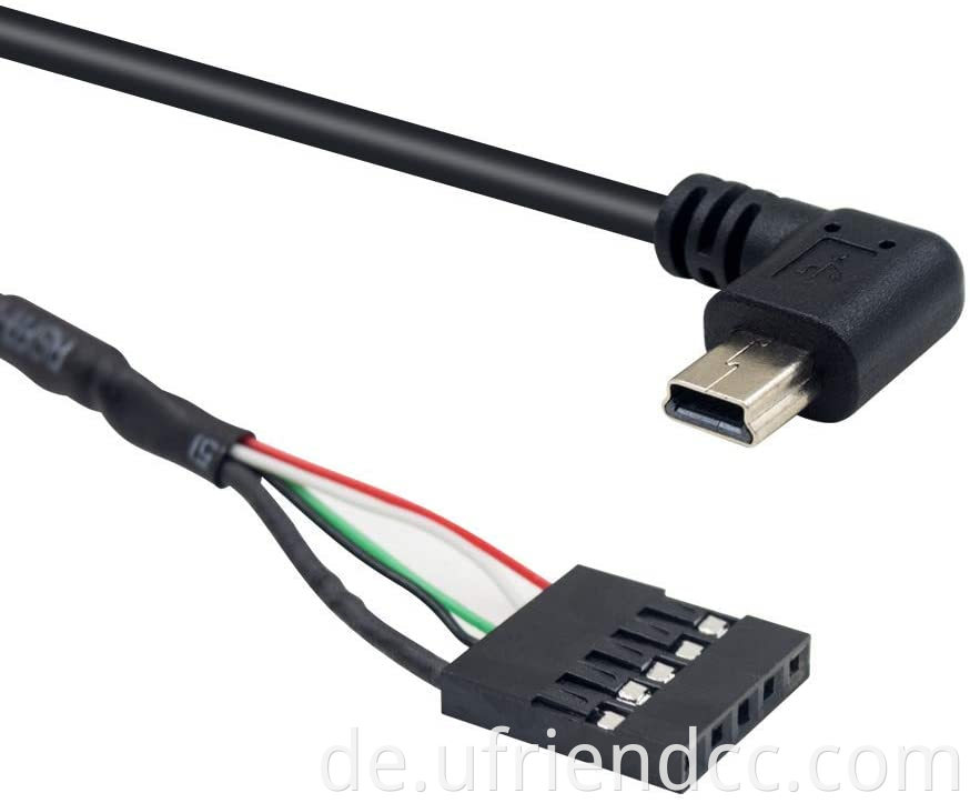 90 Grad linker Winkel Mini USB Männlich bis 5 Pin Motherboard weiblicher Adapter Dupont erweitertes Kabel